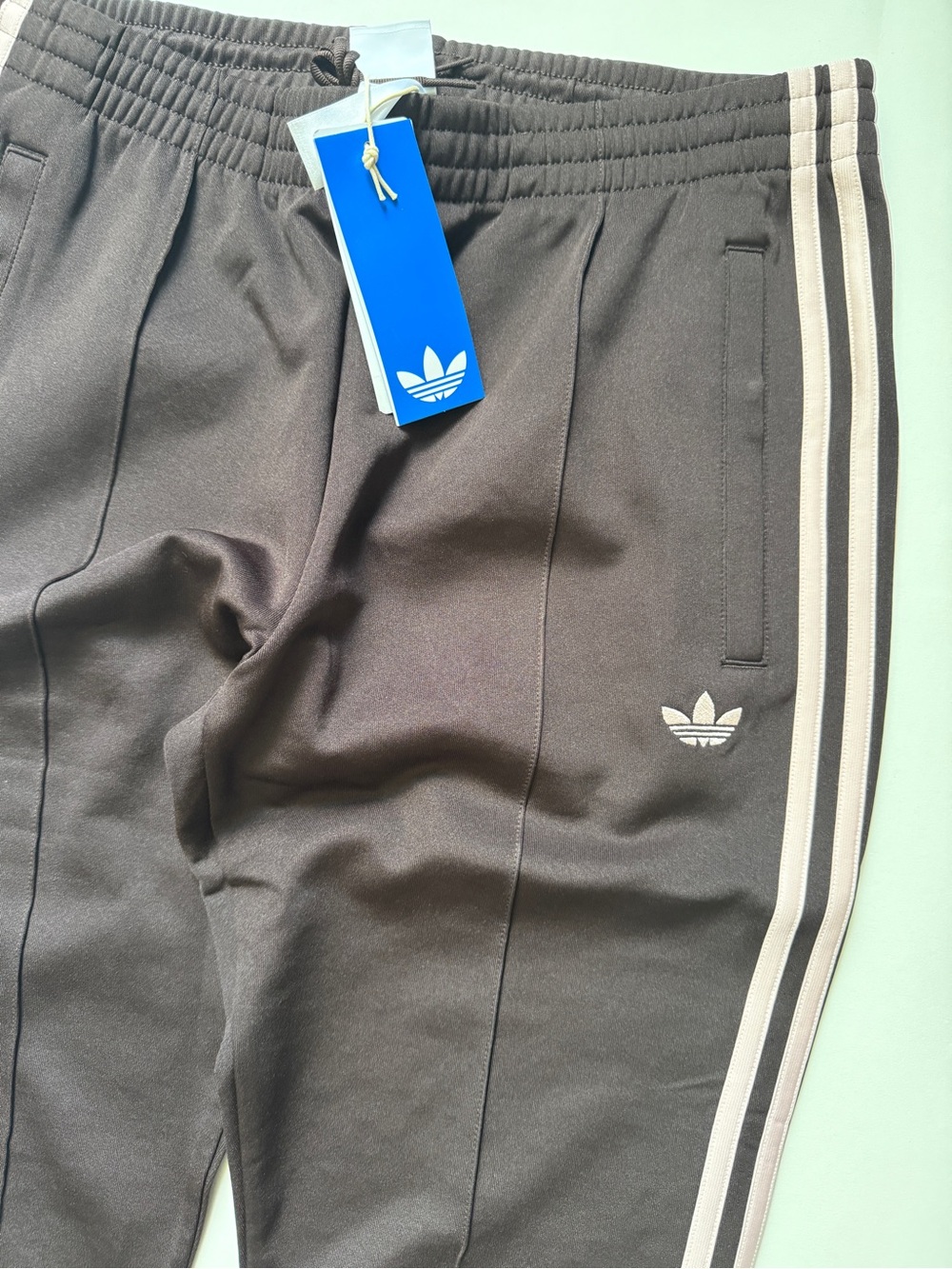 Adidas Originals SST Classic Track Pants Brown w/Pink Stripes KD3790 - Picture 7 of 12